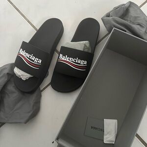 Balenciaga Black Logo Slide Sandals